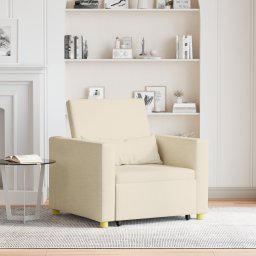 vidaXL Uittrekbaar slaapbank eenpersoons Crème 90 x 165 x 87 cm Stof