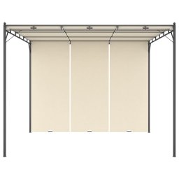 vidaXL Tuinprieel met zijgordijn 3x3x2,25 m crème
