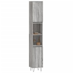 vidaXL Badkamerkast 30x30x190 cm bewerkt hout grijs sonoma eikenkleur
