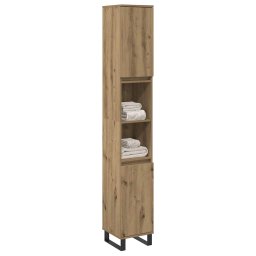 vidaXL Badkamerkast 30x30x190 cm bewerkt hout artisanaal eikenkleurig