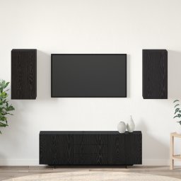 vidaXL Wand TV Kast 2 st Zwart Eiken Bewerkt hout