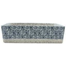 vidaXL Opzetwasbak rechthoekig 46x35,5x13 cm keramiek grijs en blauw