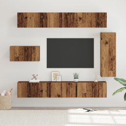 vidaXL Tv-meubelset 8 st Oud Hout Bewerkt hout