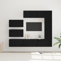 vidaXL Tv-meubelset 8 st Zwart Eiken Bewerkt hout