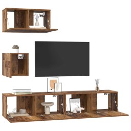 vidaXL Tv-meubelset 3 st Oud Hout Bewerkt hout