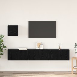 vidaXL Tv-meubelset 4 st Zwart Eiken Bewerkt hout