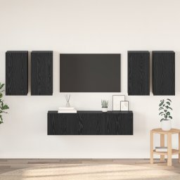vidaXL Tv-meubelset 6 st Zwart Eiken Bewerkt hout