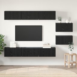 vidaXL Tv-meubelset 8 st Zwart Eiken Bewerkt hout