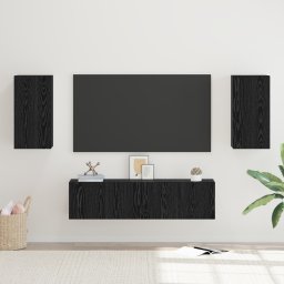 vidaXL Tv-meubelset Zwart Eiken Bewerkt hout