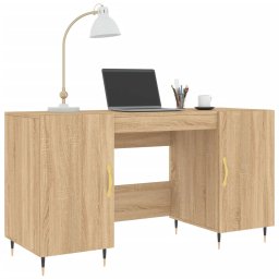vidaXL Bureau 140x50x75 cm bewerkt hout sonoma eikenkleurig