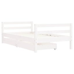 vidaXL Kinderbedframe met lades 80x160 cm massief grenenhout wit