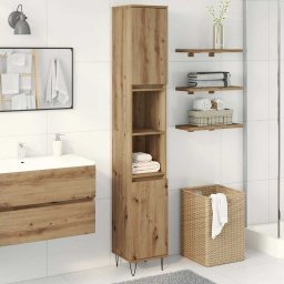 vidaXL Badkamerkast 30x30x190 cm bewerkt hout artisanaal eikenkleurig