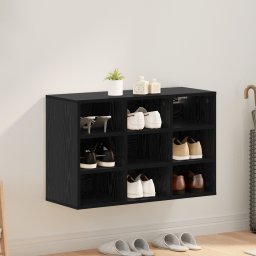 vidaXL Schoenenkast 77,5 x 30 x 51 cm Bewerkt hout Zwart eiken
