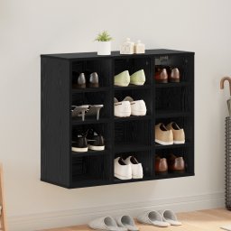 vidaXL Schoenenkast 77,5 x 30 x 67 cm Bewerkt hout Zwart eiken