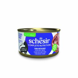 6x85g Tonijn met rundvlees Schesir Complete Nutrition kattenvoer in gelei Natvoer voor katten
