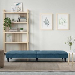 vidaXL Slaapbank met bekerhouders fluweel blauw