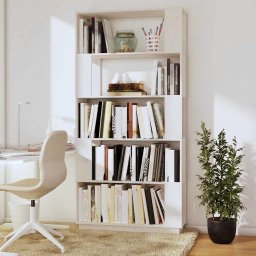 vidaXL Boekenkast/kamerscherm 80x25x163,5 cm massief grenenhout wit