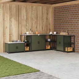 vidaXL Keukenplankeenheid HATTEM Olijfgroen 40 x 50 x 92 cm Staal
