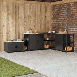 vidaXL Keukenplankeenheid HATTEM Zwart 30 x 50 x 92 cm Staal