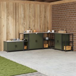 vidaXL Keukenplankeenheid HATTEM Olijfgroen 30 x 50 x 92 cm Staal
