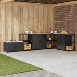 vidaXL Keukenopslag Kast HATTEM Zwart 90 x 50 x 53 cm Staal
