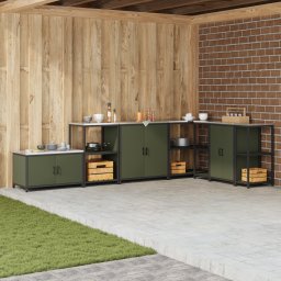 vidaXL Keukenopslag Kast HATTEM Olijfgroen 90 x 50 x 53 cm Staal