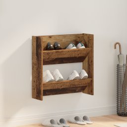 vidaXL Schoenenkast 60 x 18 x 60 cm Bewerkt hout Oud hout
