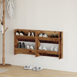 vidaXL Schoenenkast 2 st 60 x 18 x 60 cm Bewerkt hout Oud hout