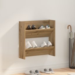vidaXL Schoenenkast 60 x 18 x 60 cm Bewerkt hout Artisanaal eiken