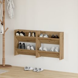 vidaXL Schoenenkast 2 st 60 x 18 x 60 cm Bewerkt hout Artisanaal eiken