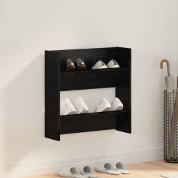 vidaXL Schoenenkast 60 x 18 x 60 cm Bewerkt hout Zwart eiken