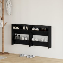 vidaXL Schoenenkast 2 st 60 x 18 x 60 cm Bewerkt hout Zwart eiken