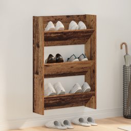 vidaXL Schoenenkast 60 x 18 x 90 cm Bewerkt hout Oud hout