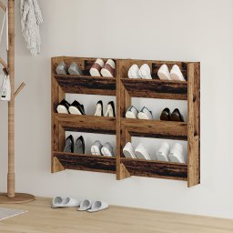 vidaXL Schoenenkast 2 st 60 x 18 x 90 cm Bewerkt hout Oud hout