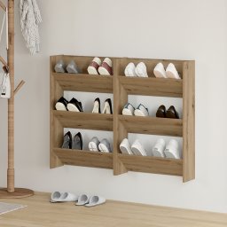 vidaXL Schoenenkast 2 st 60 x 18 x 90 cm Bewerkt hout Artisanaal eiken