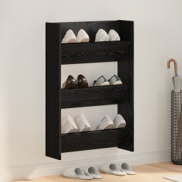 vidaXL Schoenenkast 60 x 18 x 90 cm Bewerkt hout Zwart eiken