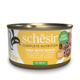 6x85g Tonijn met Surimi Schesir Complete Voeding filet in gelei kattenvoer in gelei Natvoer voor katten