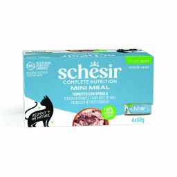6x50g Tonijn met zeebaars Schesir Complete Voeding filet in gelei natvoer voor katten