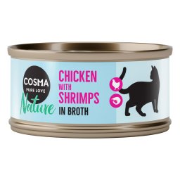 24x70g Kippenborst & Garnalen Cosma Nature Kattenvoer