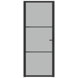 vidaXL Binnendeur 83x201,5 cm matglas en aluminium zwart