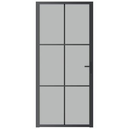 vidaXL Binnendeur 93x201,5 cm matglas en aluminium zwart