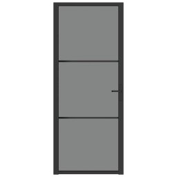 vidaXL Binnendeur 83x201,5 cm ESG-glas en aluminium zwart