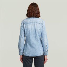 Slim Western Overhemd - Midden blauw - Dames