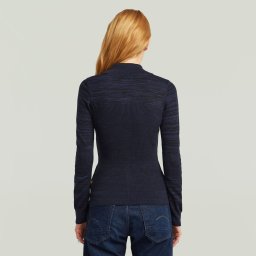 3D Biker Full Zip Slim Gebreide Trui - Meerkleurig - Dames