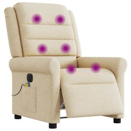 vidaXL Massagestoel elektrisch verstelbaar stof crèmekleurig
