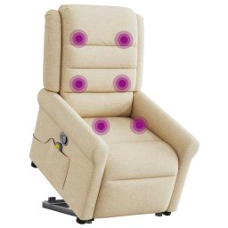 vidaXL Sta-op-massagestoel verstelbaar stof crèmekleurig