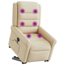 vidaXL Sta-op-massagestoel elektrisch verstelbaar stof crèmekleurig