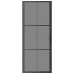 vidaXL Binnendeur 83x201,5 cm ESG-glas en aluminium zwart