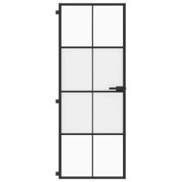 vidaXL Binnendeur smal 76x201,5 cm gehard glas en aluminium zwart