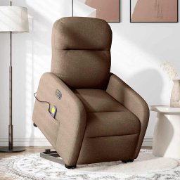vidaXL Sta-op-massagestoel elektrisch verstelbaar stof bruin